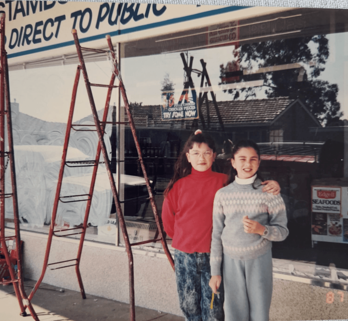 Anna and Rita Athanasopoulous standing outside Stambo's first retail fish shop